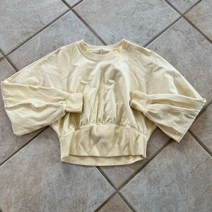 Pale Yellow Lululemon Cropped Crew Neck with Synched Waist and Cuffs
